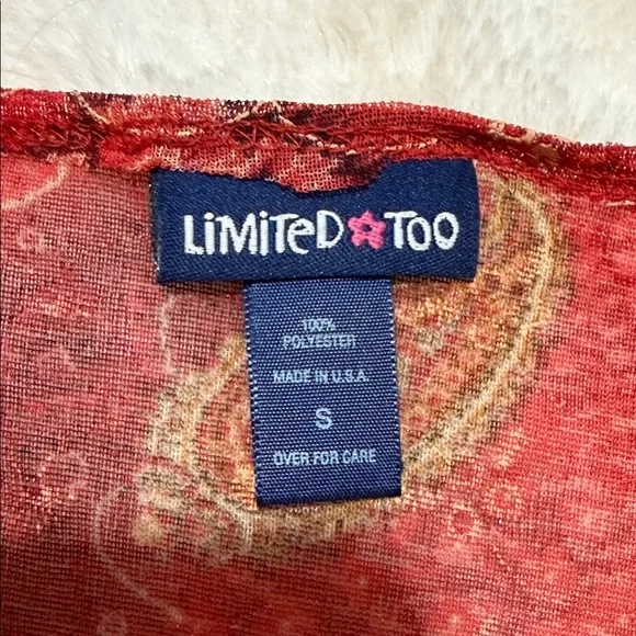 Y2K Limited Too Sheer Red Paisley Flare Sleeve Blouse - Picture 5 of 6